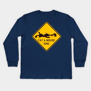 Cat and Mouse Crossing Kids Long Sleeve T-Shirt